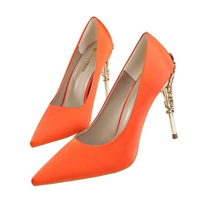 Women's Elegant High Heel Dress Shoes – Wedding Party Pumps with Luxury Metallic Design