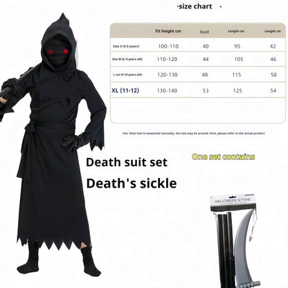 Children's Grim Reaper Halloween Costume – Hooded Cosplay Outfit for Boys & Girls