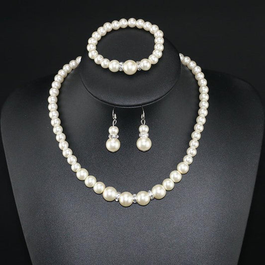 Parure Collier, Bracelet et Boucles d'Oreilles en Perles