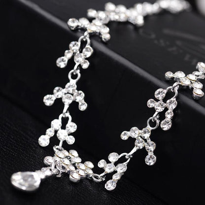 Drop Bride Wedding Diamond Necklace Earrings Set