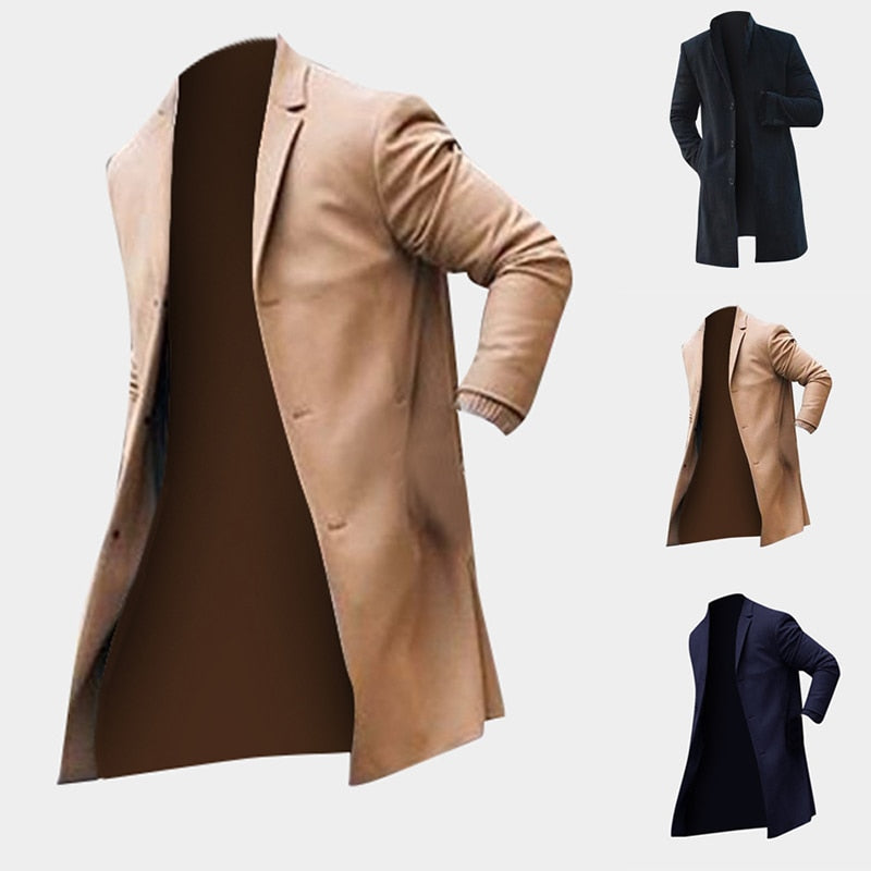 Men's Winter Long Trench Coat