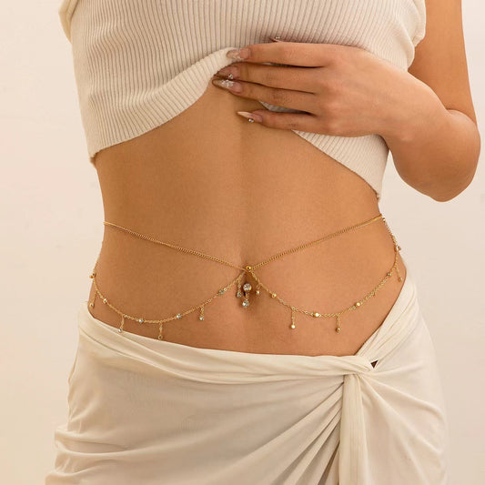 Chaînes de corps personnalisées en zircon pour femme avec piercing au nombril
