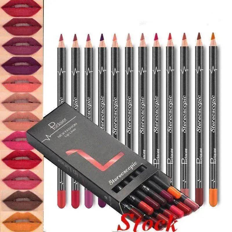 Crayon à Lèvres 36 Couleurs Imperméable Anti-bavure Couleur Nude