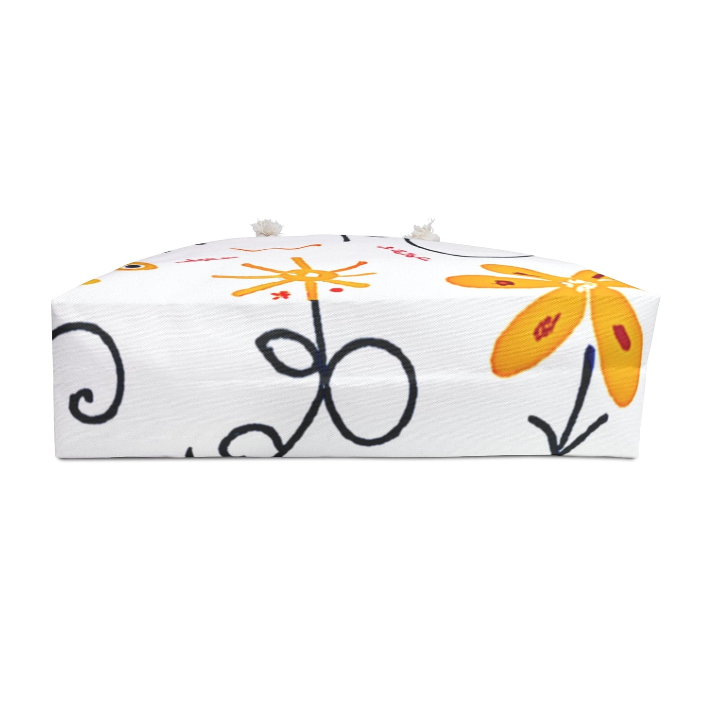 Sac de week-end Fleurs gribouillis jaunes | Sac fourre-tout floral, plage, voyage, grand sac fourre-tout