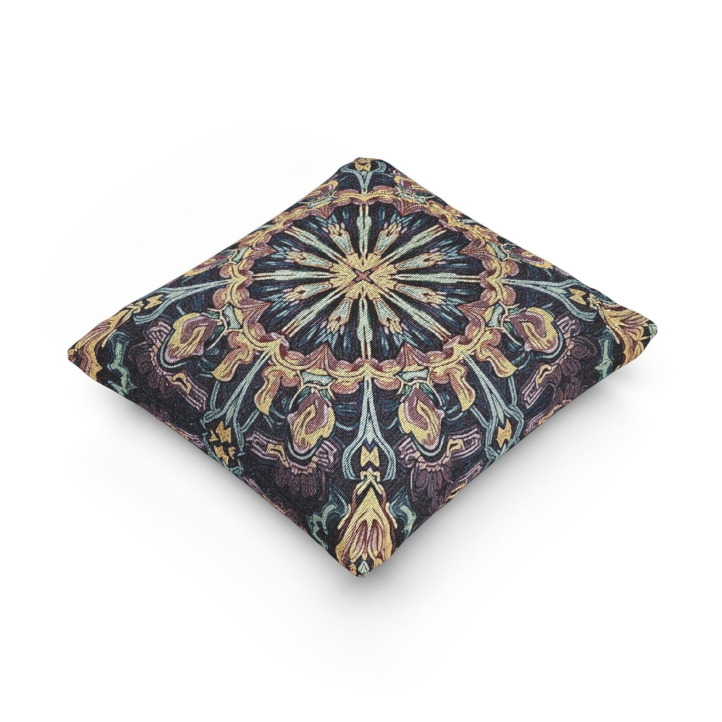 Geometric Mandala Woven Pillow | Boho Mosaic Throw Cushion