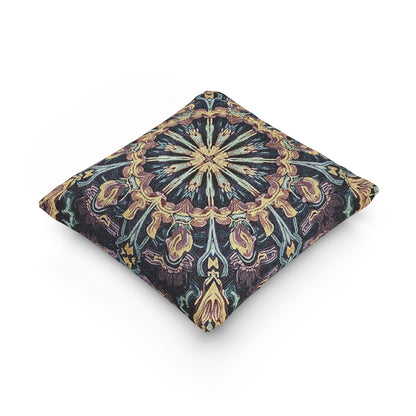 Geometric Mandala Woven Pillow | Boho Mosaic Throw Cushion