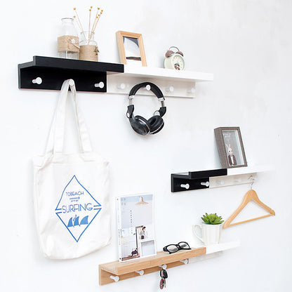 Bamboo Wall Shelf with Hooks – Creative Word Partition Floating Storage & Display Rack