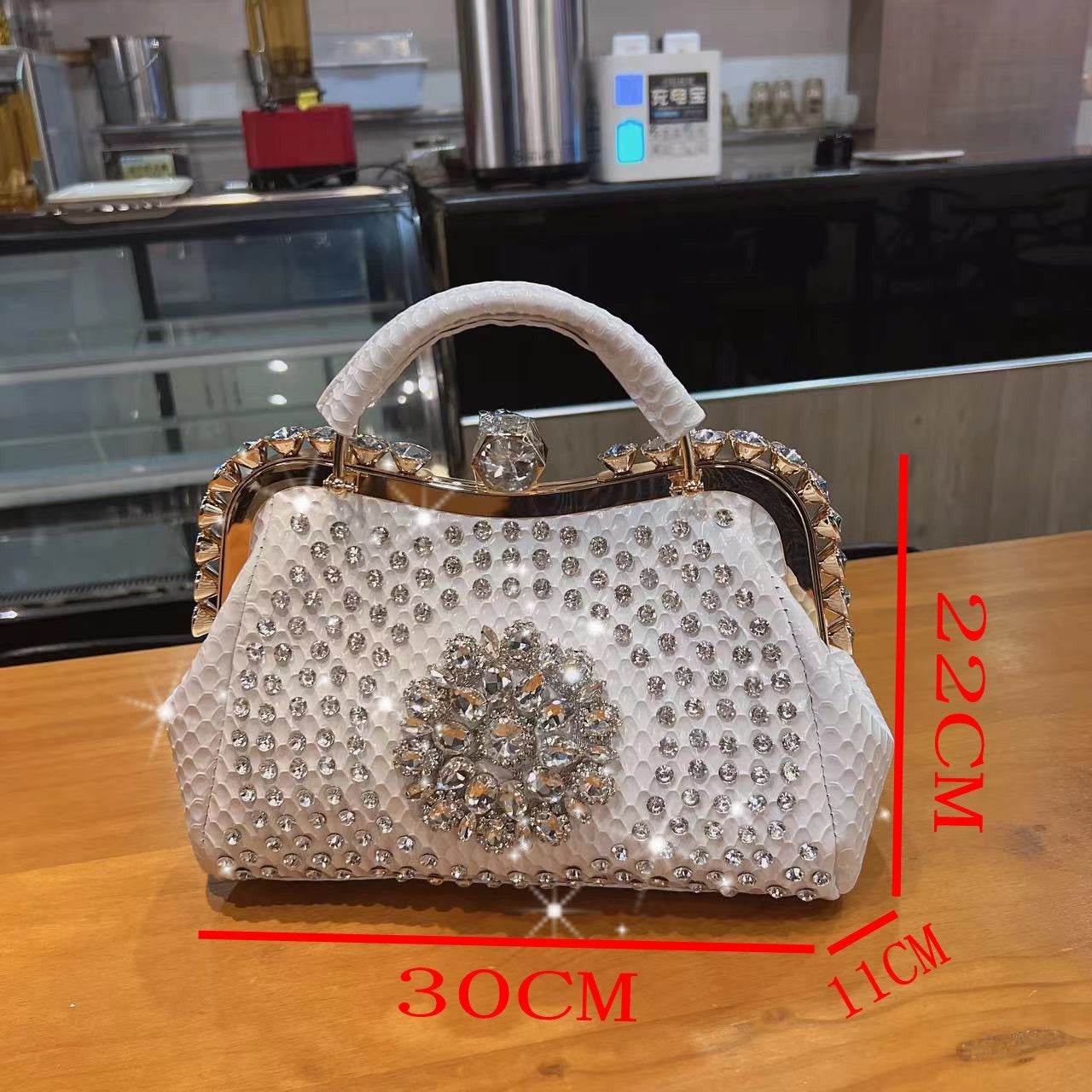 Sac à Main Bandoulière de Luxe Grande Capacité Incrusté de Diamants pour Femme