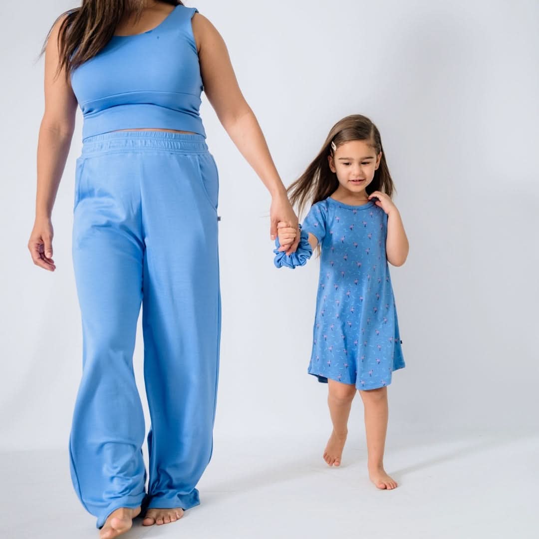 Ladies Bamboo Wide Leg Pants | Tidal Blue