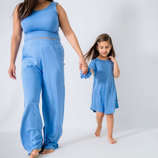 Ladies Bamboo Wide Leg Pants | Tidal Blue