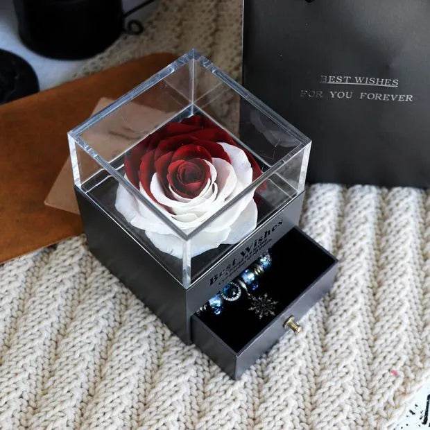 Eternal Flower Rose Jewelry Box for Birthday Presents Valentines Day Wedding Gift Box