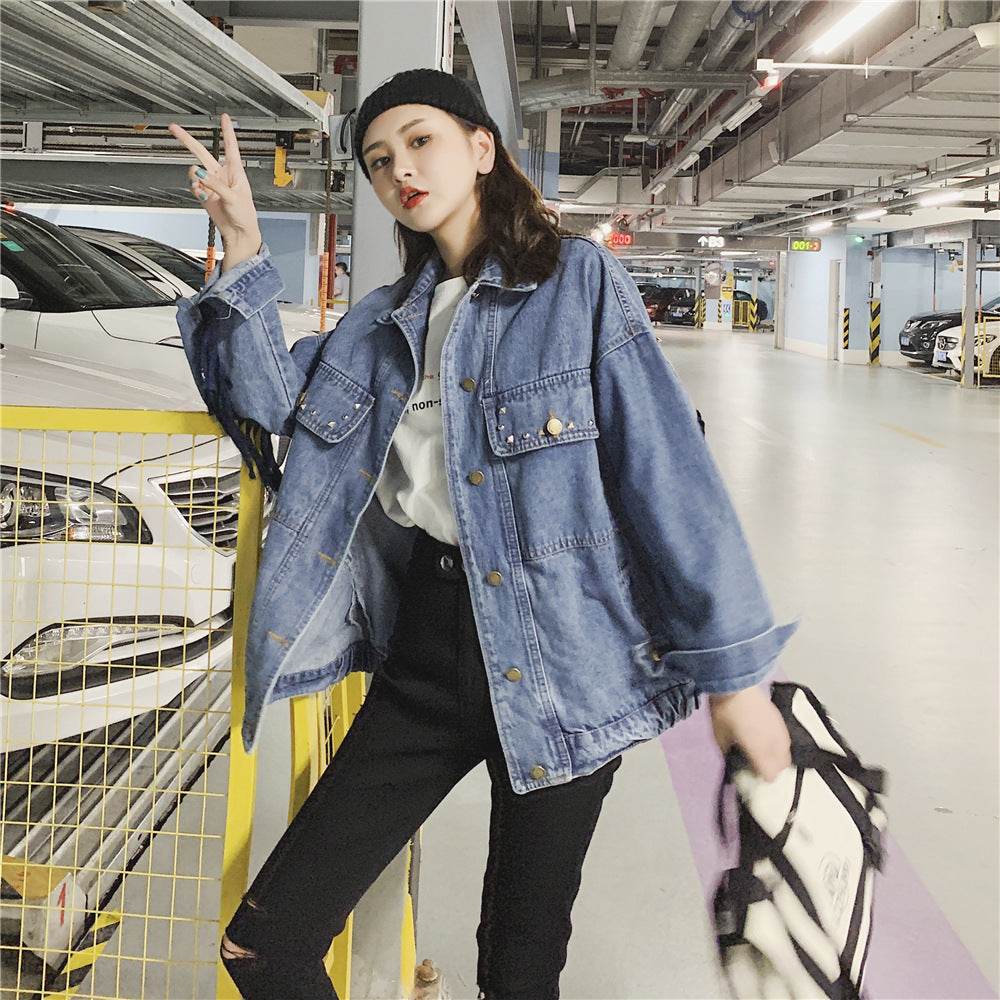 Elegant women Oversized Embroidered Tassel Fringe Denim Jacket