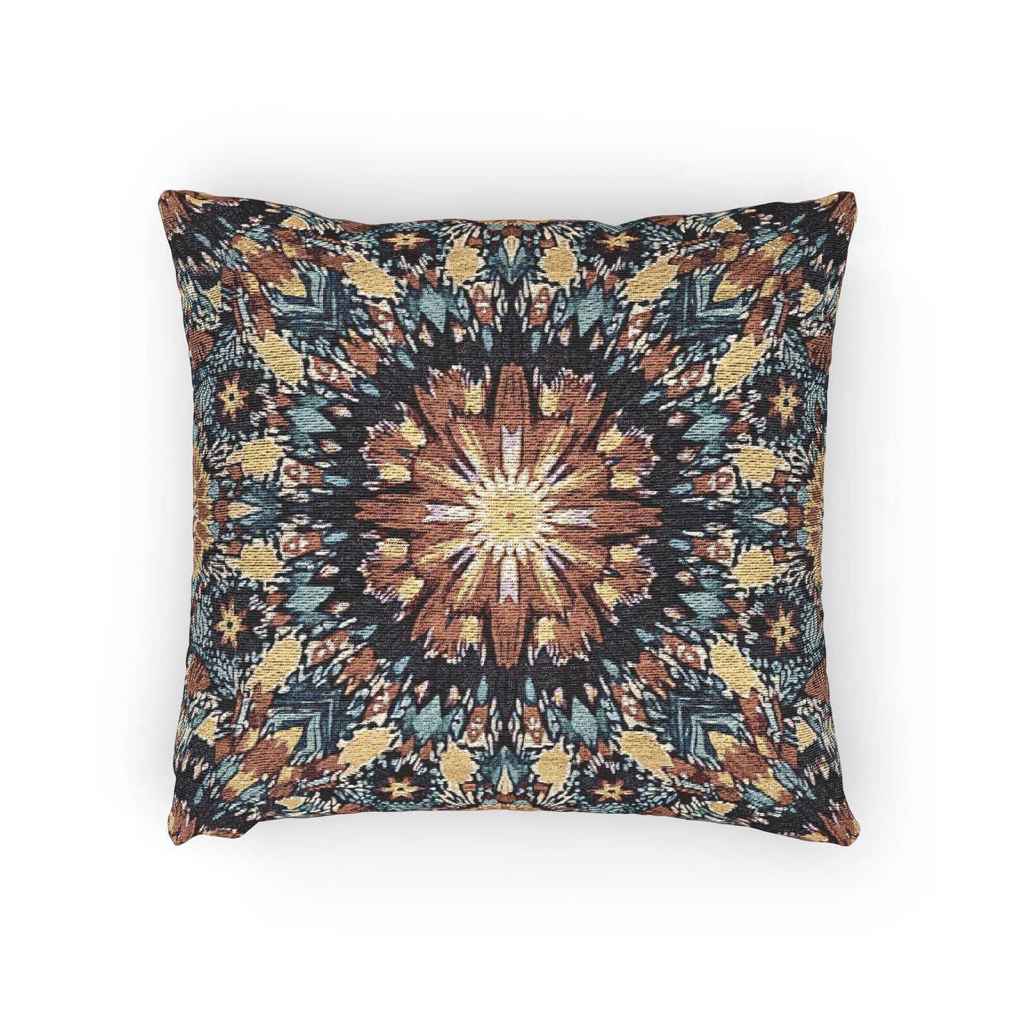 Geometric Mandala Woven Pillow | Boho Mosaic Throw Pillow