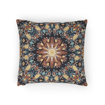 Geometric Mandala Woven Pillow | Boho Mosaic Throw Pillow