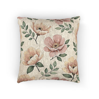 Elegant Watercolor Woven Pillow - Luxury Floral Living Room Accent