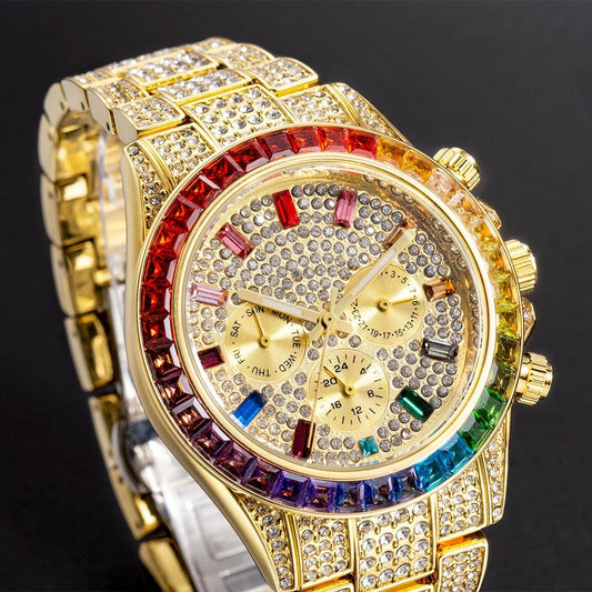 Montre à Quartz Diamant Arc-en-ciel
