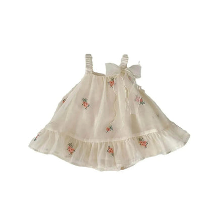 Bébé fille nouveau-née Bloomer en maille brodée avec jupe Robe décontractée pour bébé fille