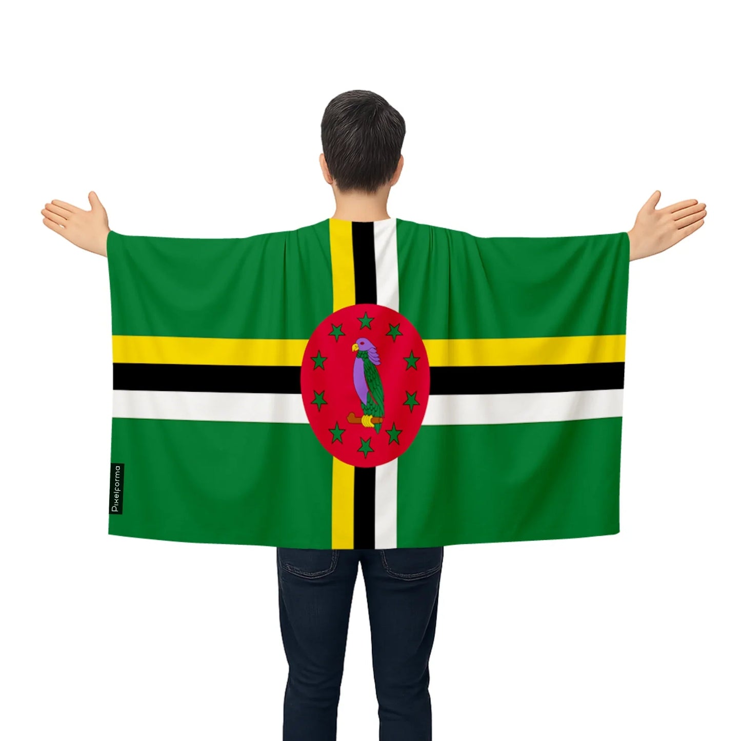Cape Drapeau De La Dominique – Polyester Léger – Modèle À Enfiler