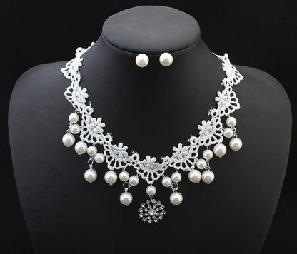 Elegant jewelry bride pearl necklace set