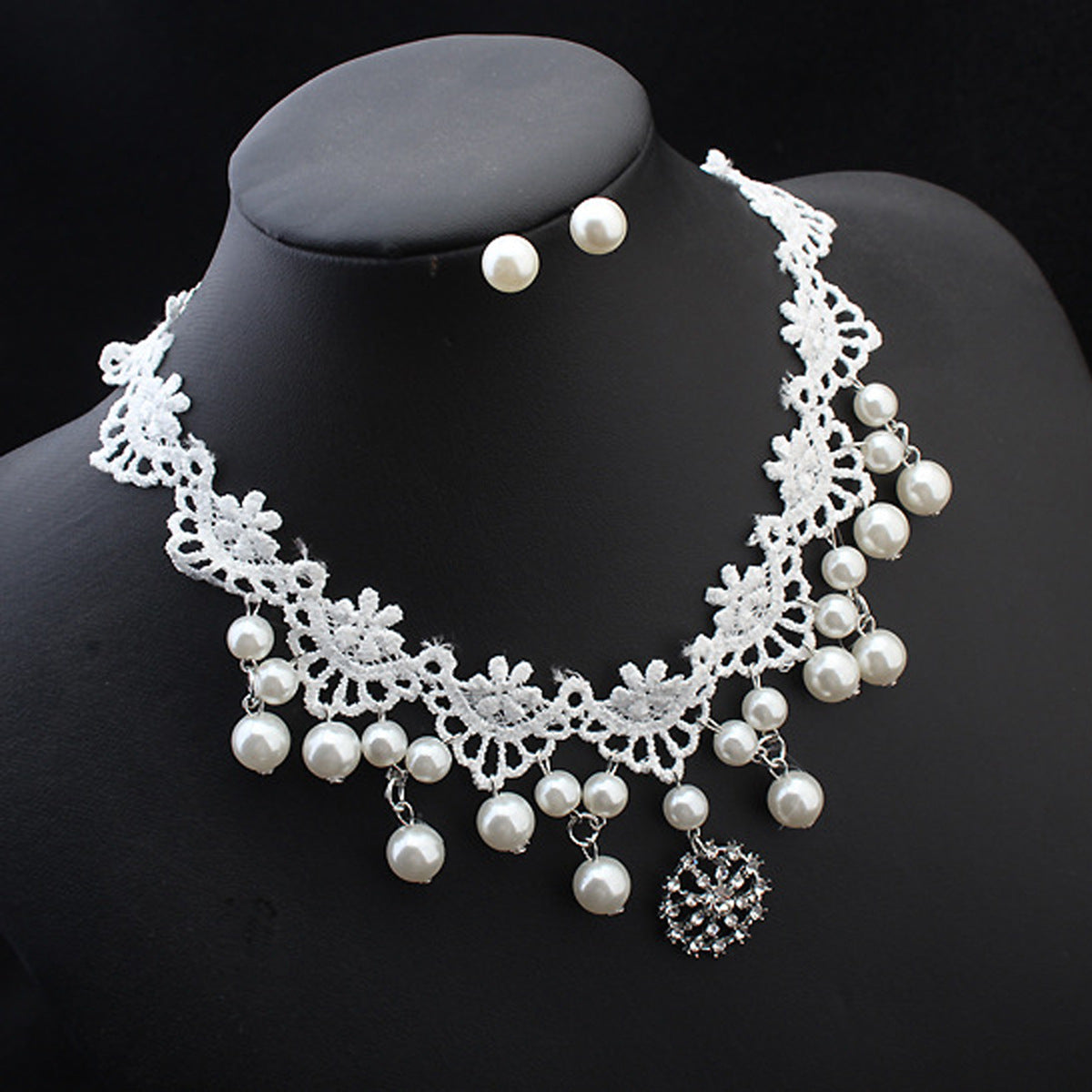 Elegant jewelry bride pearl necklace set