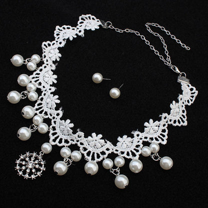 Elegant jewelry bride pearl necklace set