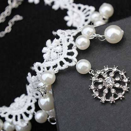 Elegant jewelry bride pearl necklace set