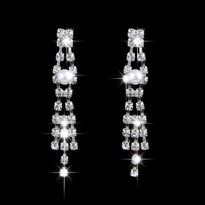 OL 465 Pearl Rhinestone bridal claw chain jewelry set