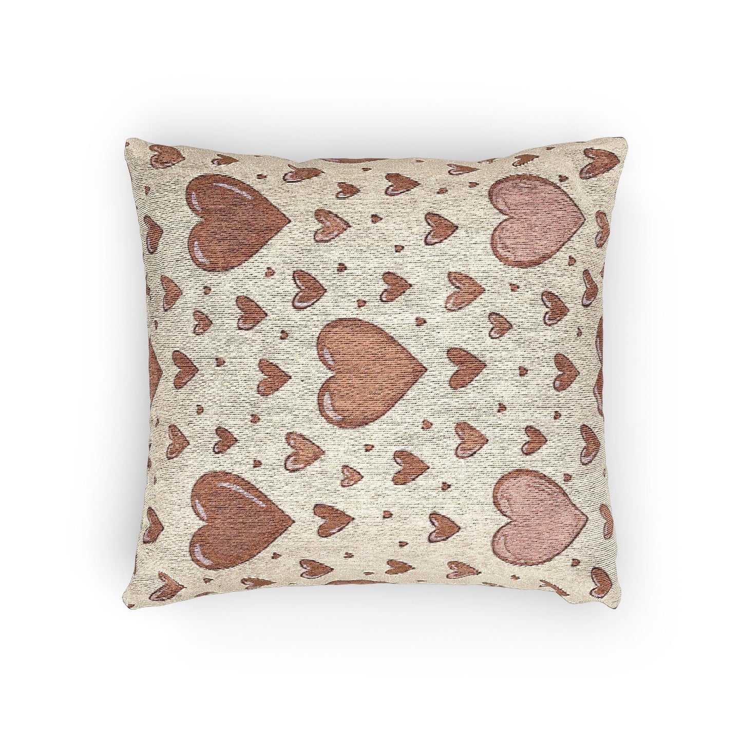Pink Heart Pattern Woven Pillow | Boho Valentine Home Decor