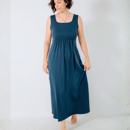 Ladies' Bamboo Square Neck Tank Maxi Dress | Navy