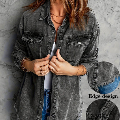 Veste en jean – Style décontracté délavé rétro pour femme