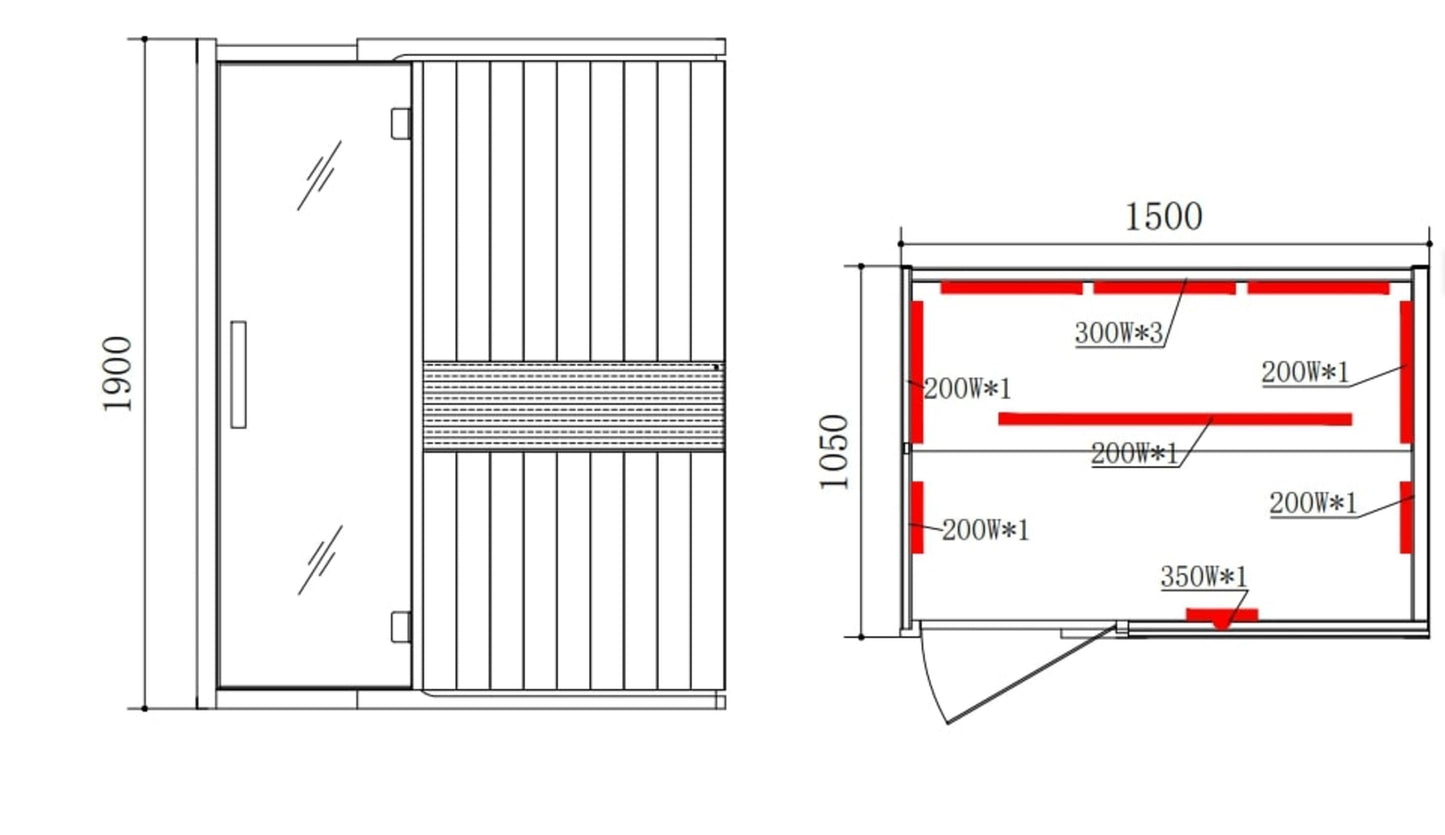 Blisspod | Milano | Full Spectrum Sauna Canadian Hemlock Ultra Low EMF, 7 Far Infrared & Red Glass Heater & Chromotherapy – 3 Person