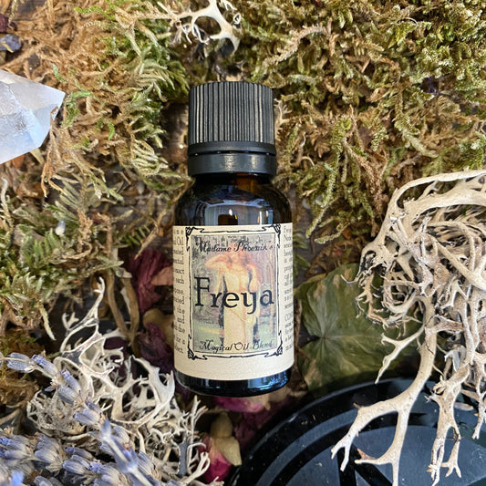 Flacon compte-gouttes d'huile essentielle de rituel magique déesse Freya