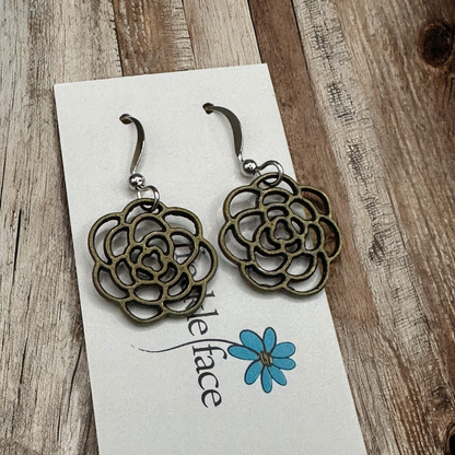 Boucles d'oreilles fleur rose