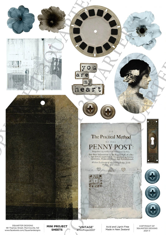 3Quarter Designs Vintage Mini Project Sheet