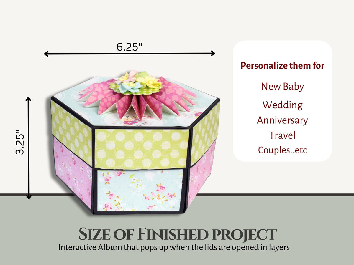 CrafTreat Scrapbook Blanks - Hexagon Explosion Box - Black & Kraft Color