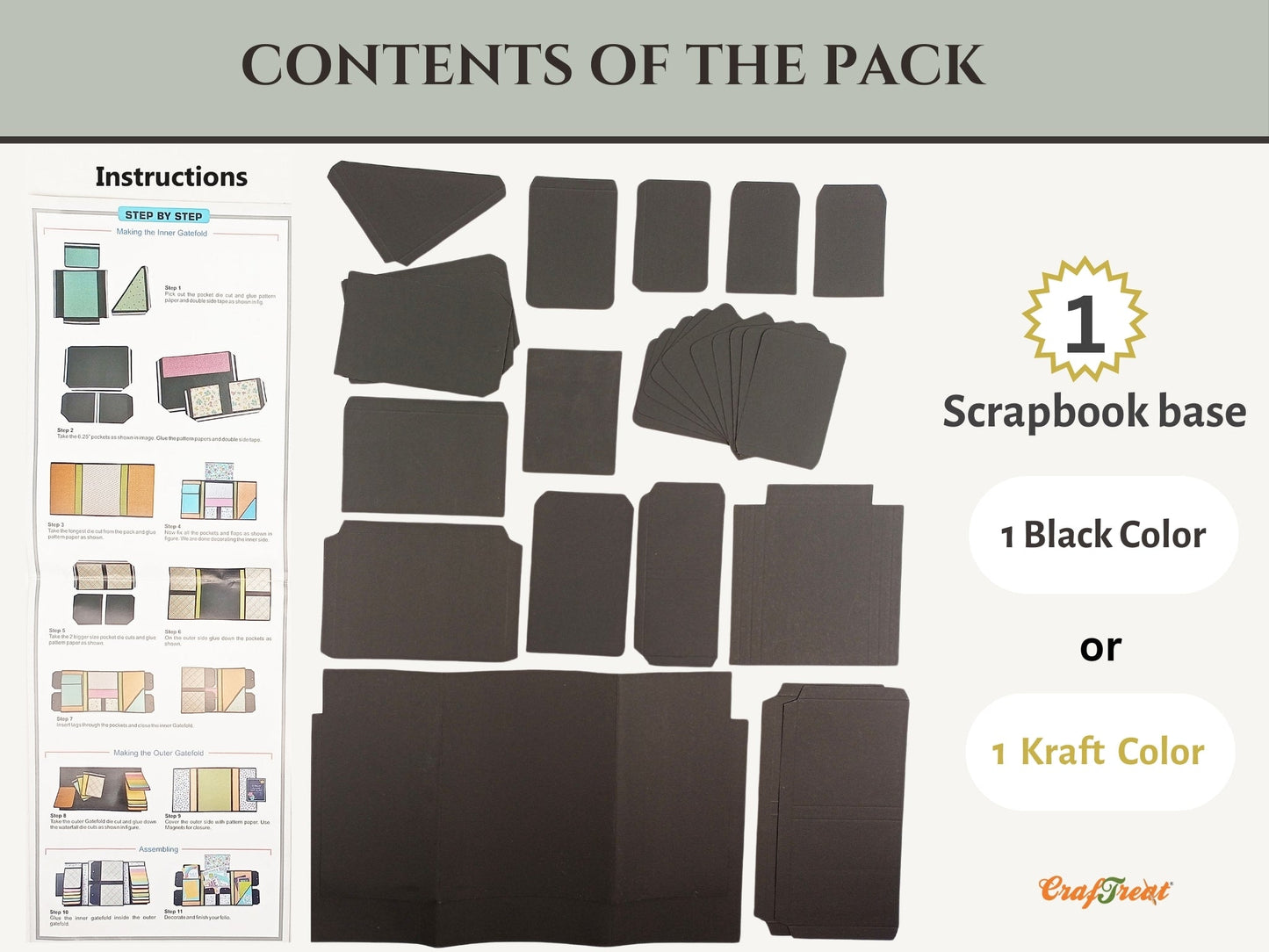CrafTreat Scrapbook Blanks - Gate Fold Folio - Kraft Color