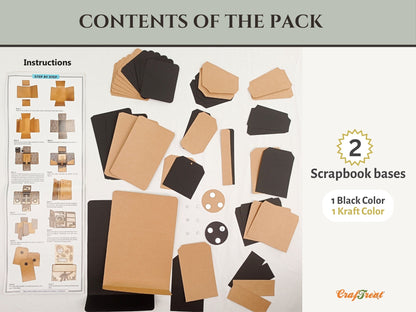 CrafTreat Scrapbook Blanks - TriFold Folio Wallet - Black & Kraft Color