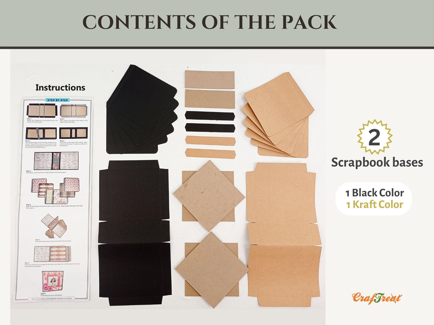 CrafTreat Scrapbook Blanks - Basic 6x6 - Black & Kraft Color