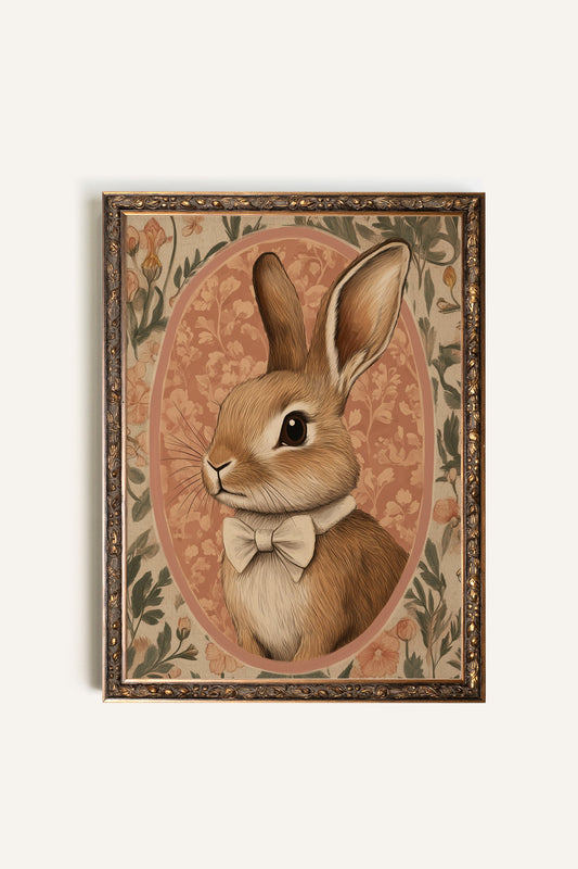 ÉLÉGANT LAPIN, CADRE VINTAGE BRONZE