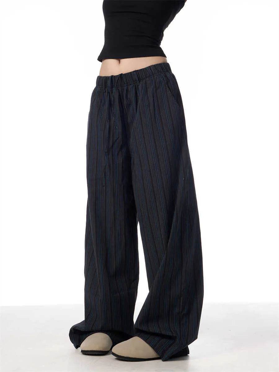 Pantalon large et ample décontracté en machette rayé American Vintage pour femme