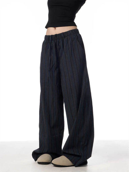 Pantalon large et ample décontracté en machette rayé American Vintage pour femme