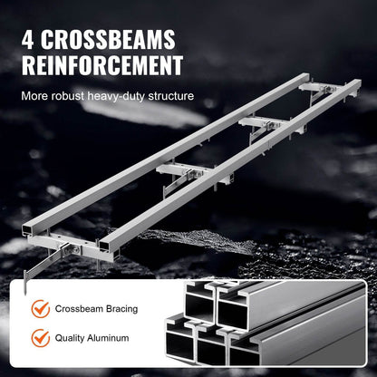 Rail Mill Guide System, 9 Ft Milling Guide, 4 Crossbar Kits Chainsaw Mill Rail Guide, Aluminum Adjustable Saw Mill Rail System Work With Chainsaw Mills For Builders And Woodworkers