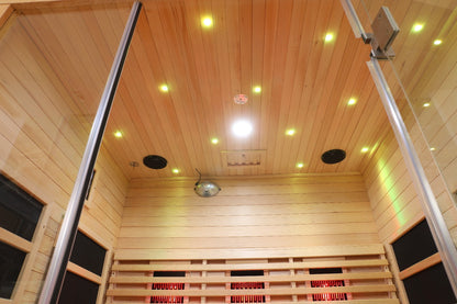 Blisspod | Venetian | Sauna infrarouge d'intérieur à spectre complet en pruche canadienne de première qualité et à très faible champ électromagnétique, 11 émetteurs et chromothérapie – 3 personnes
