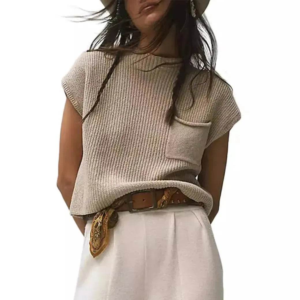 Women Knitted short Sleeve Pullover Tops for women
