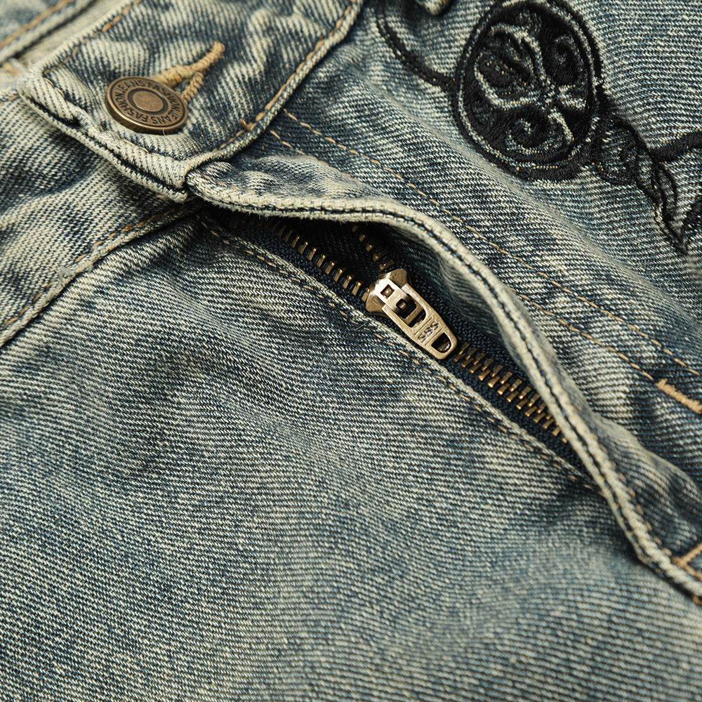 Pantalon en jean pour homme à effet usé, délavage industriel