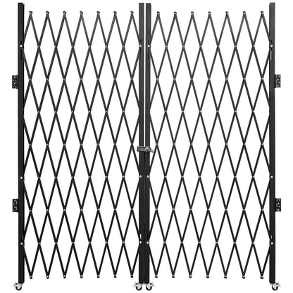 Double Folding Security Gate, 5.1 H X 10.2 W Folding Door Gate, Steel Accordion Security Gate, Flexible Expanding Security Gate, 360 Rolling Barricade Gate, Scissor Gate Or Door With Keys