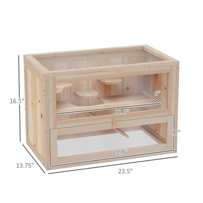 2- Tier Wooden Crafted Hamster Rodent Habitat Cage