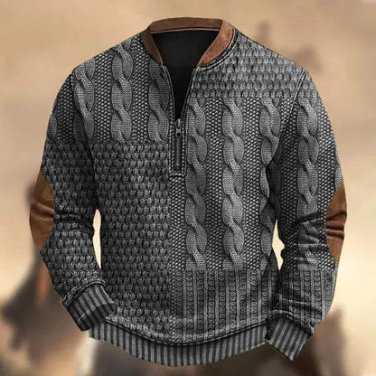 Printed Men's 3D Half Placket Zipper Sweatshirt Pullover