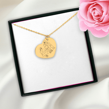 Custom Line Art Portrait Heart Necklace