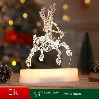 Décoration de Noël Lampe 3D Acrylique LED Veilleuses Nouvel An Saint-Valentin Cadeau de Noël pour Enfants Ornements de Noël
